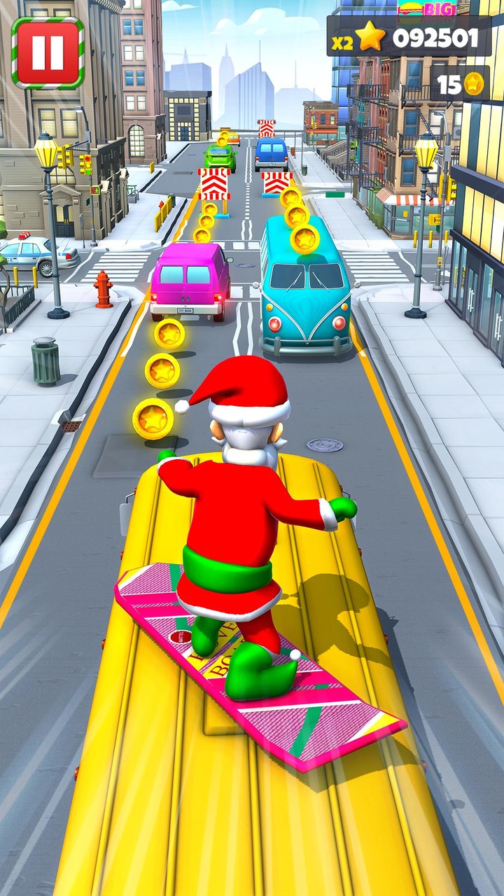 Xmas Santa Surfer Running Game screenshot image 1_Popularmodapk.com