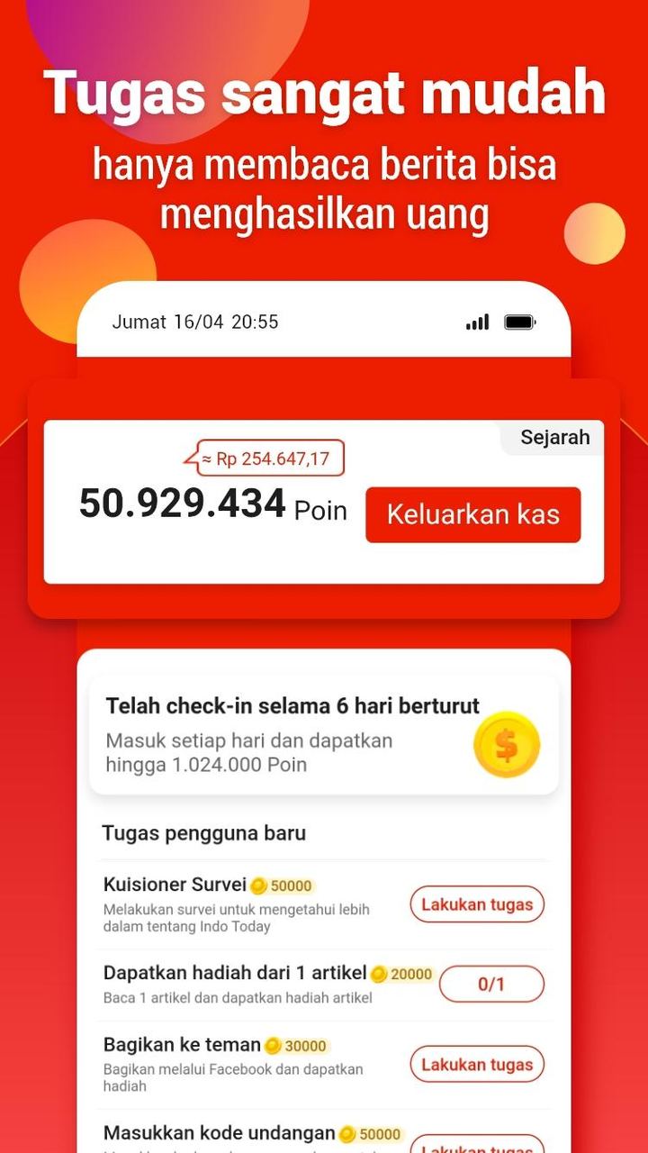 Indo Today - Baca berita, dapatkan uang saku! screenshot image 7_Popularmodapk.com
