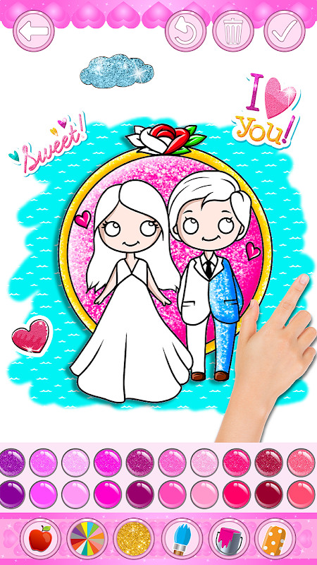 Glitter Bride and Groom Coloring Pages For Kids screenshot image 22_Popularmodapk.com