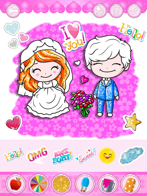 Glitter Bride and Groom Coloring Pages For Kids screenshot image 26_Popularmodapk.com