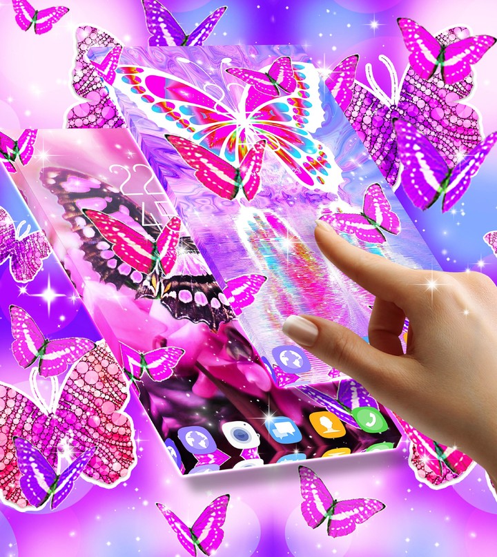 Pink butterfly live wallpaper screenshot image 6_Popularmodapk.com