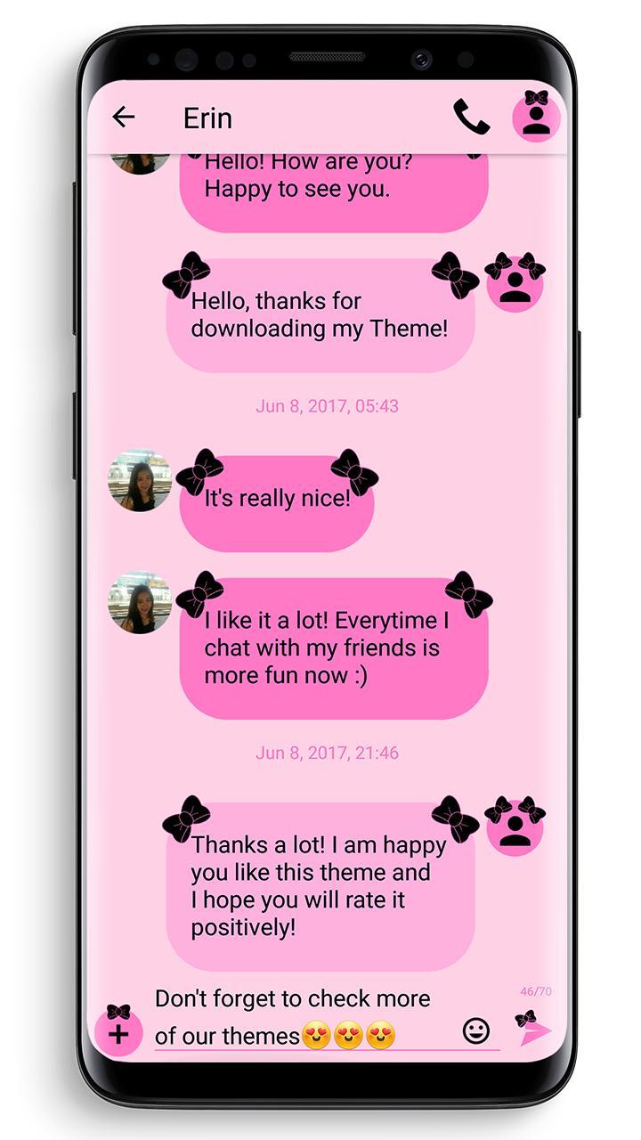 SMS Theme Ribbon Black - pink screenshot image 1_Popularmodapk.com