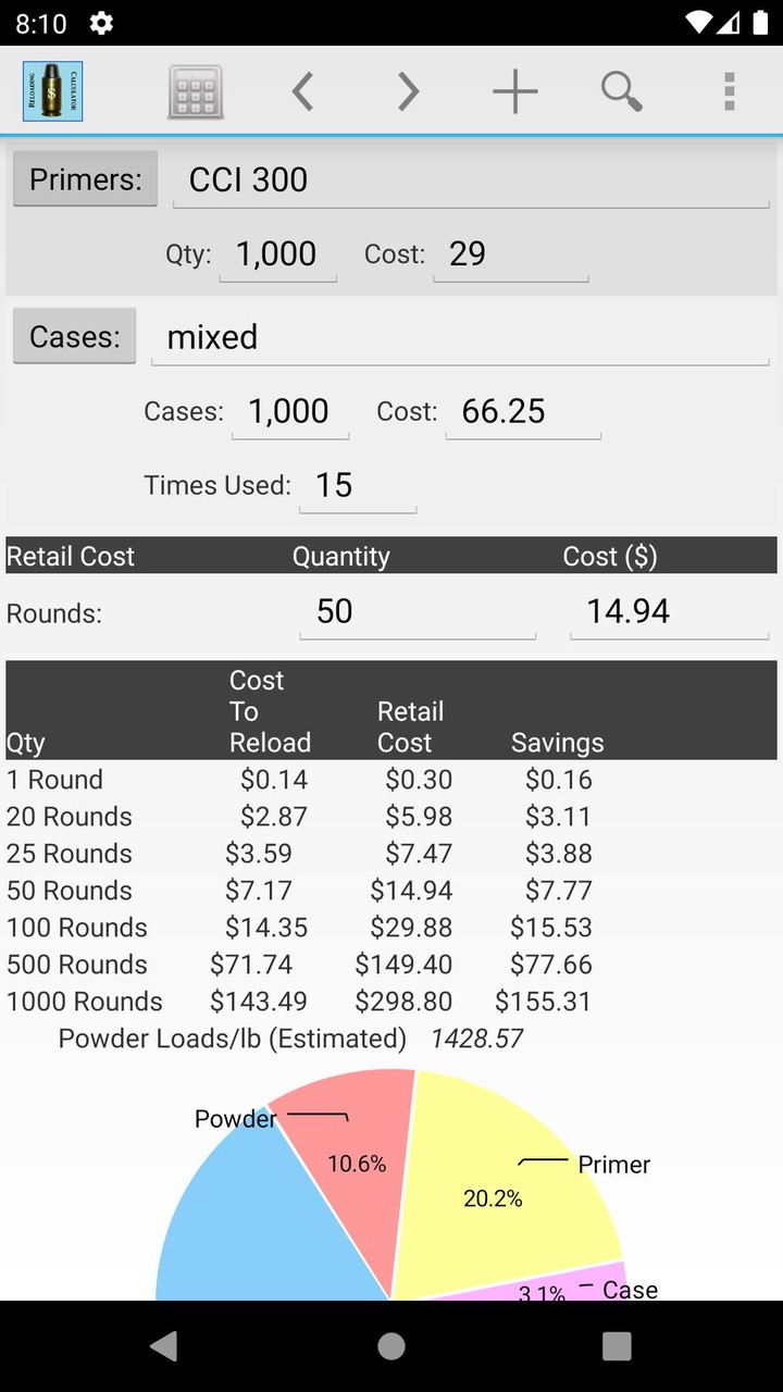 Reloading Calculator - Ammo screenshot image 2_Popularmodapk.com
