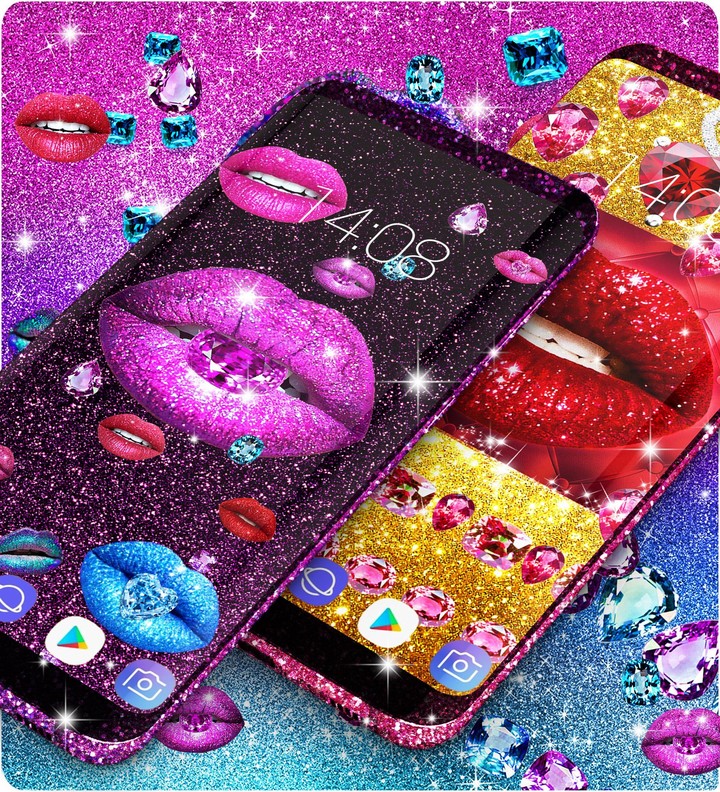 Glitter lips live wallpaper screenshot image 2_Popularmodapk.com
