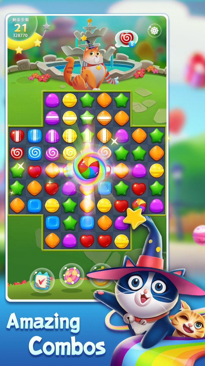Candy Cat: Match 3 puzzle game screenshot image 2_Popularmodapk.com