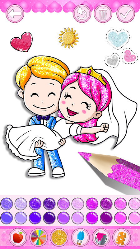 Glitter Bride and Groom Coloring Pages For Kids screenshot image 8_Popularmodapk.com