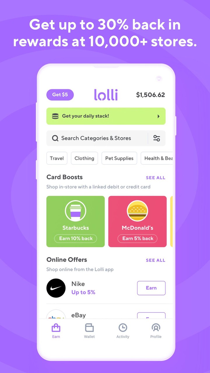 Lolli Earn Bitcoin & Cash Back screenshot image 9_Popularmodapk.com