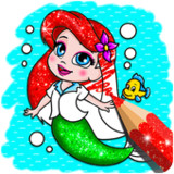 Glitter mermaid coloring pages for kids1.8_Popularmodapk.com