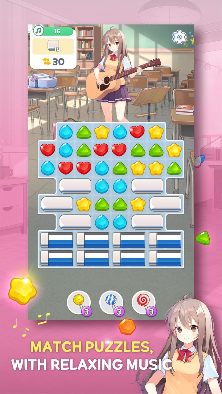 Guitar Girl Match 3<span>(Unlimited Moves)</span> screenshot image 2_Popularmodapk.com