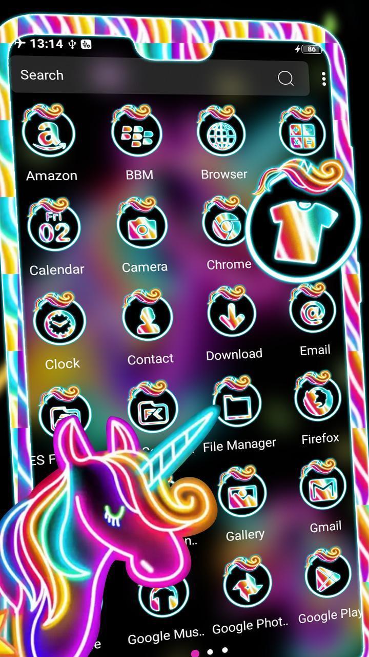 Neon Colorful Unicorn Theme screenshot image 7_Popularmodapk.com