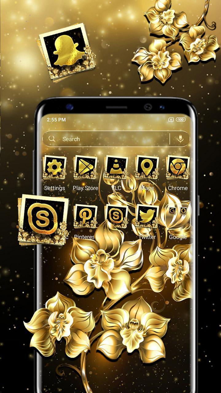 Luxury Gold Flower Launcher Theme screenshot image 4_Popularmodapk.com
