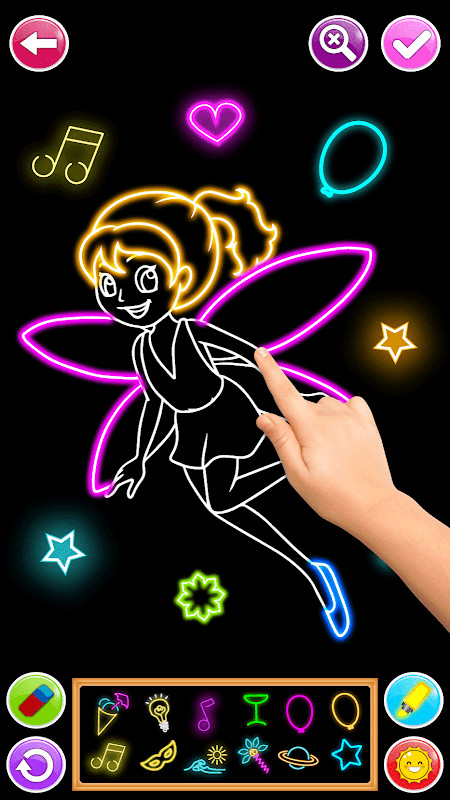 Draw Glow Number - Learn To draw glow Flowers screenshot image 1_Popularmodapk.com