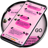 SMS Theme Ribbon Black - pink370_Popularmodapk.com