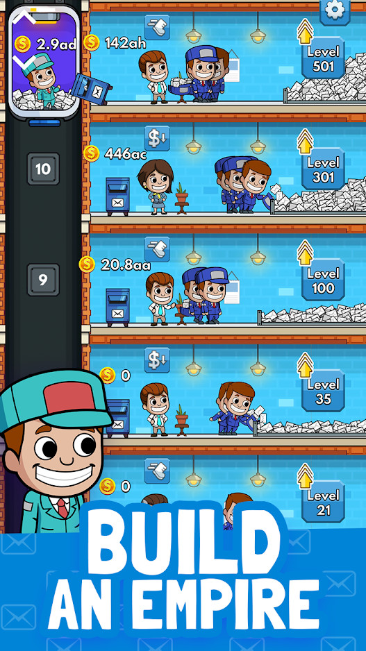 Idle Mail Tycoon(Unlimited Currency) screenshot image 2_Popularmodapk.com