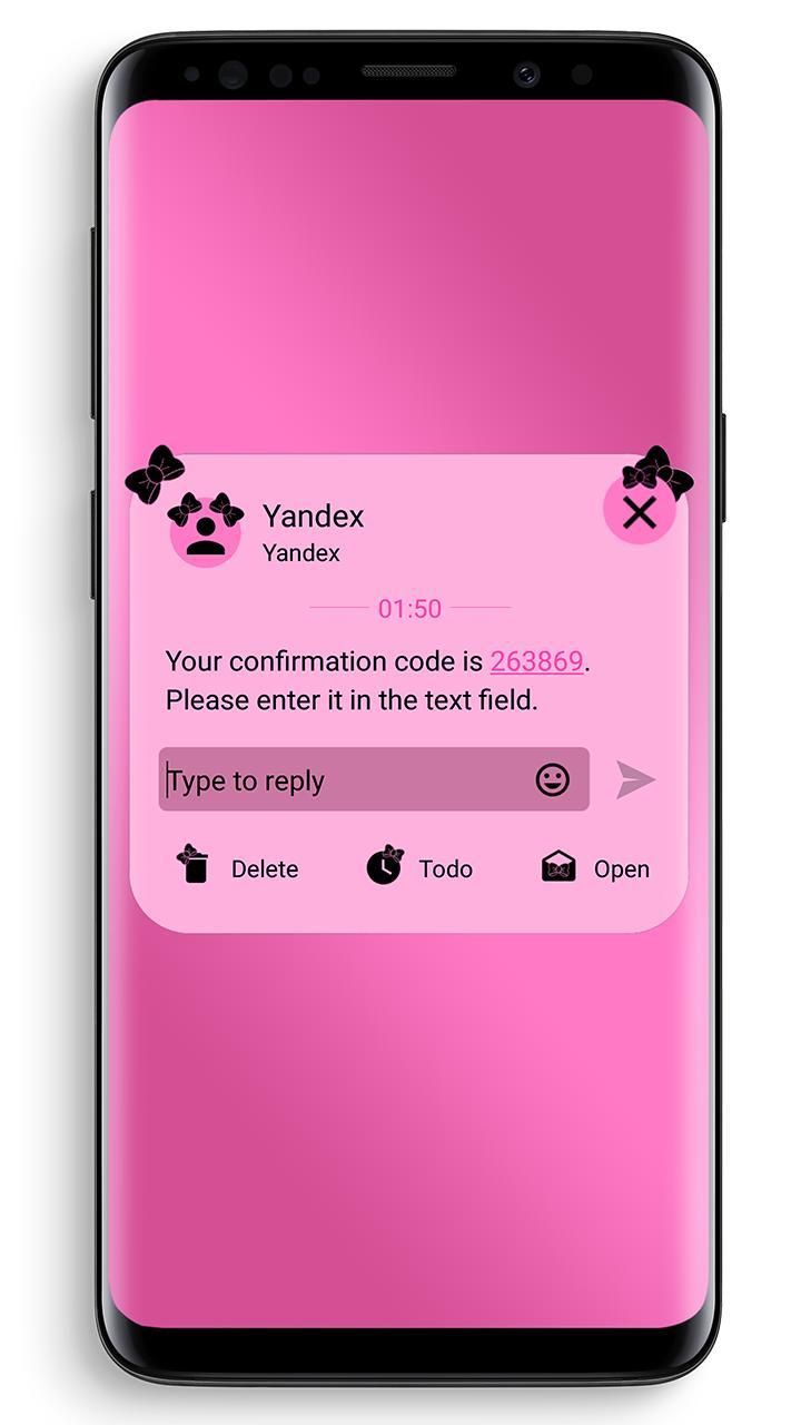 SMS Theme Ribbon Black - pink screenshot image 4_Popularmodapk.com