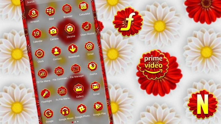 Red yellow Daisy ThemeLauncher screenshot image 7_Popularmodapk.com