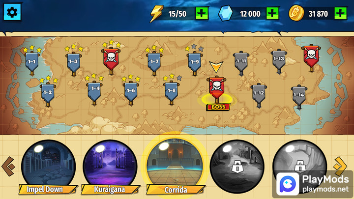 Stickman Pirates Fight<span>(Unlimited Golds/Crystal)</span> screenshot image 4_Popularmodapk.com