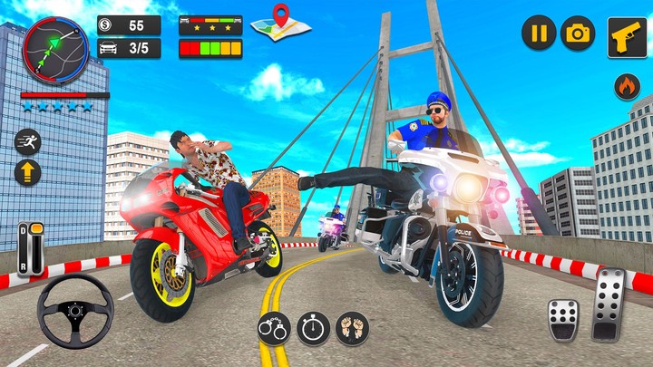 US Police Motor Bike Chase screenshot image 3_Popularmodapk.com