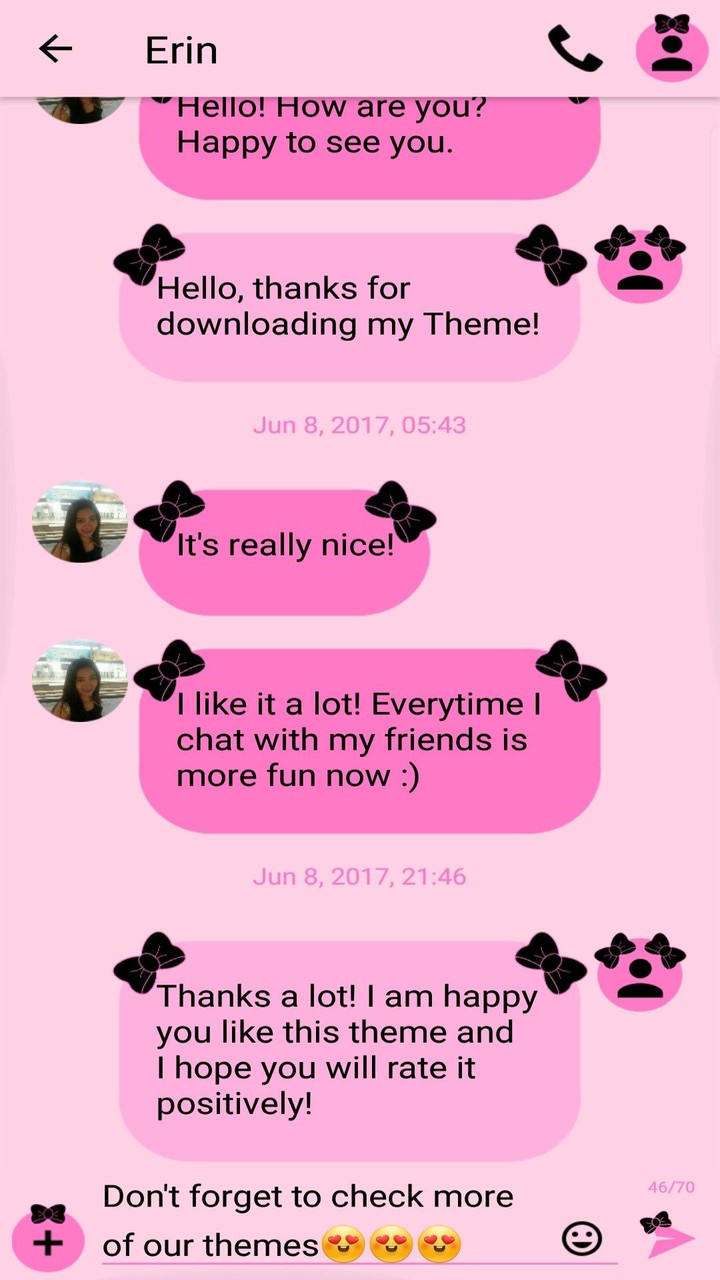 SMS Theme Ribbon Black - pink screenshot image 6_Popularmodapk.com