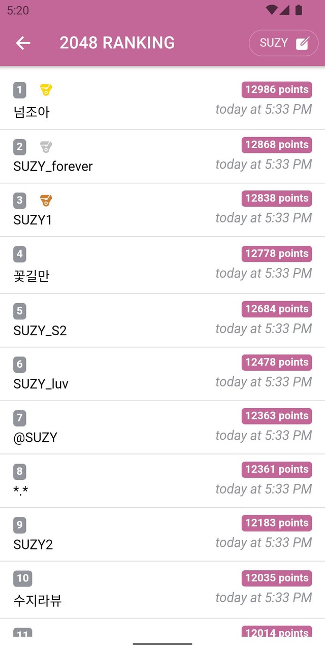SUZY(수지) 2048 Game screenshot image 5_Popularmodapk.com