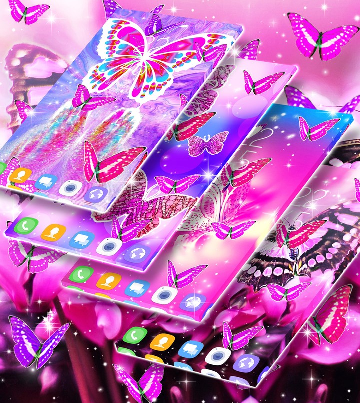 Pink butterfly live wallpaper screenshot image 5_Popularmodapk.com