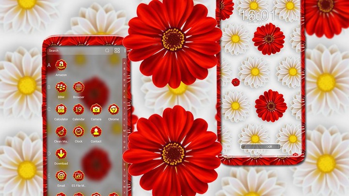 Red yellow Daisy ThemeLauncher screenshot image 9_Popularmodapk.com