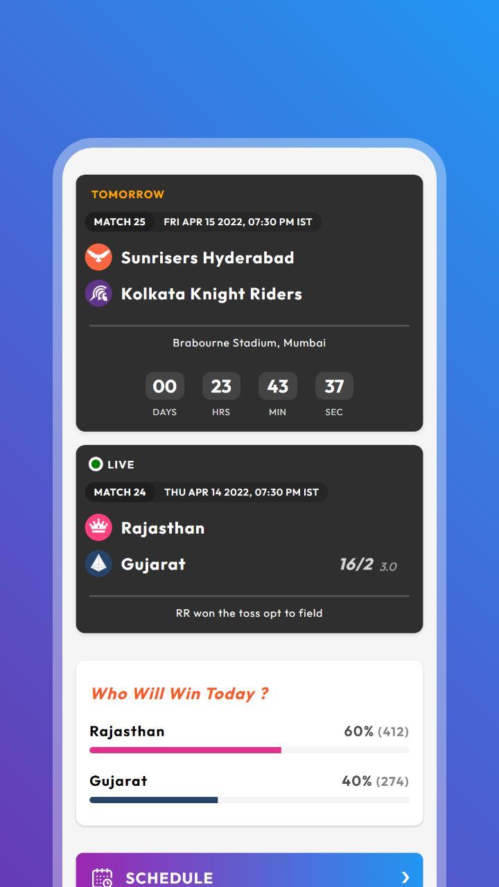 IPL 2022 Schedule & Live Score screenshot image 9_Popularmodapk.com