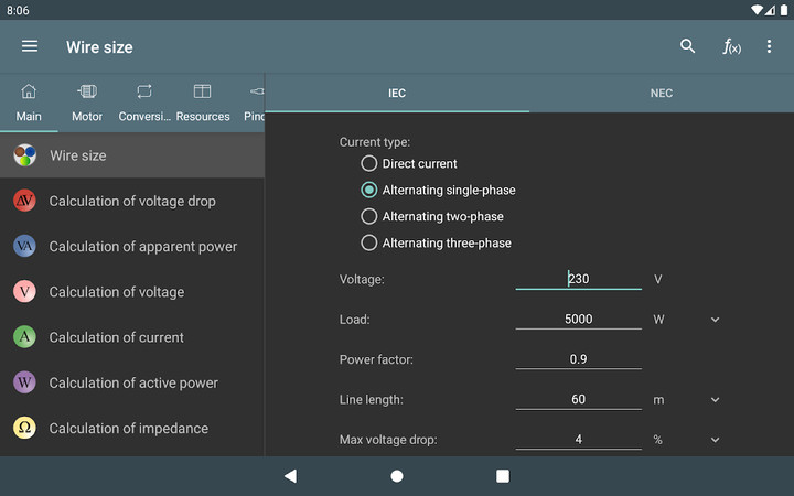 Electrical Calculations screenshot image 8_Popularmodapk.com