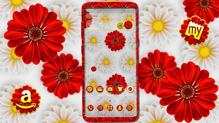 Red yellow Daisy ThemeLauncher screenshot image 6_Popularmodapk.com